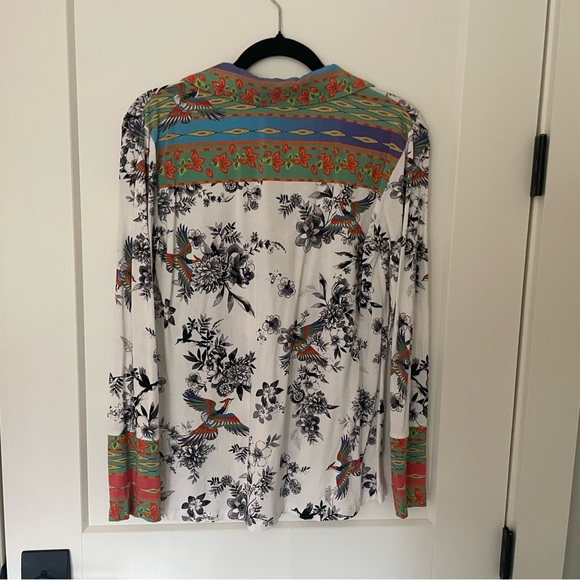 Johnny Was Dreamer Garden Split Front Henley Tee - Picture 4 of 13